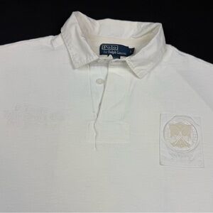 Vtg Polo Ralph Lauren Mens Tennis Club Rugby Shirt Sz Large Y2K All White C1